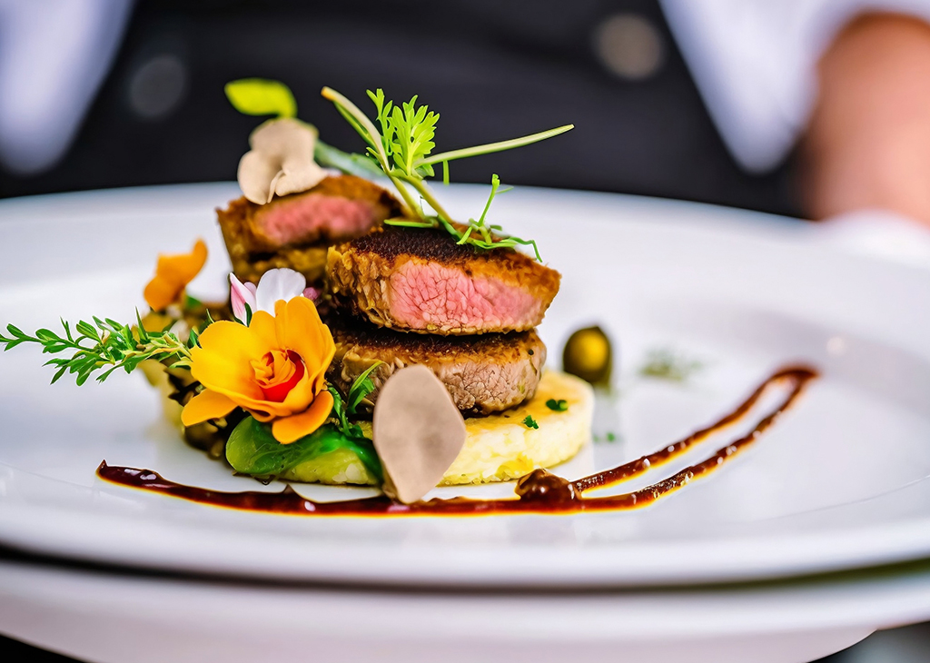 Image of beautifully presented steak dish 